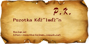 Pszotka Kálmán névjegykártya
